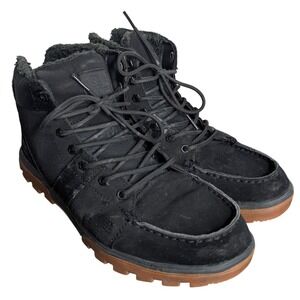 DC Men's 12 Black Lace Up Leather Faux fur  Lined Winter Shoes